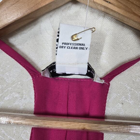 Adrienne Vittadini Maxi Slip Dress 8 Fuschia Pink V Neck Spaghetti Straps READ - Picture 10 of 13